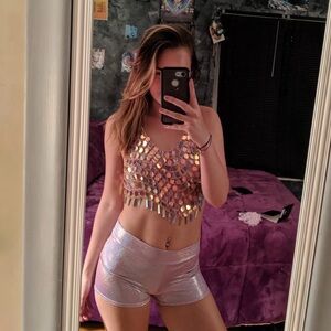 Iridescent Sequin Crop Top - Women